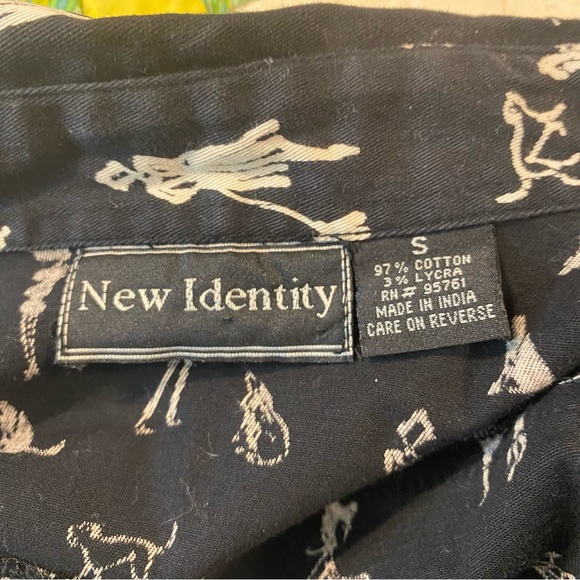 New Identity Crop Dog Print Jacket Button Down Black White print Denim Jacket Sm - Picture 3 of 9